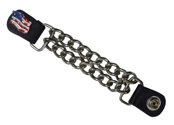 UNIK Men's USA Flag Chunky Double Chain Vest Extender w/ Snaps, Silver - Wisconsin Harley-Davidson