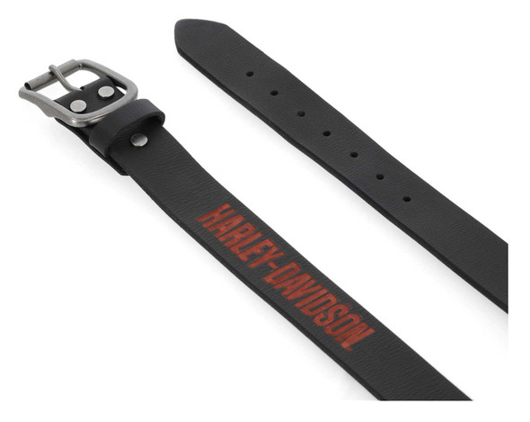 Harley-Davidson® Men's Embossed H-D Genuine Leather Belt, Black