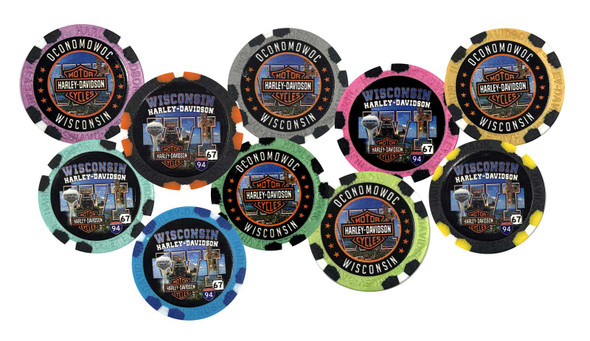 Harley-Davidson Custom Wisconsin Harley Dealer Poker Chip - Multiple Colors - Wisconsin Harley-Davidson