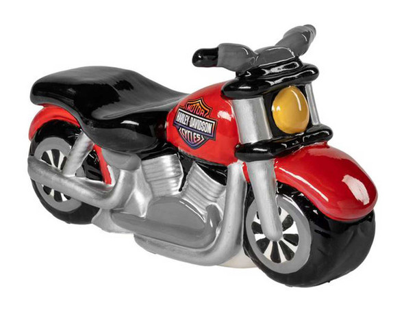 ⭐️RT-99338⭐️ Harley-Davidson® Kid's Motorcycle Shaped Ceramic Piggy Bank, Red