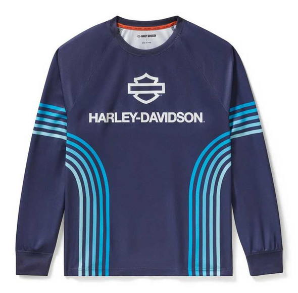 Harley-Davidson Men's Tech Racing Long Sleeve Jersey, Beacon Blue 96615-25VM - Wisconsin Harley-Davidson
