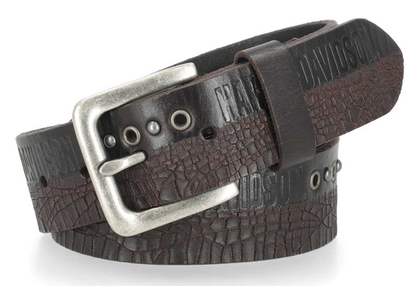 Harley-Davidson Men's Stud Eyelet Details Genuine Leather Belt, Dark Brown - Wisconsin Harley-Davidson