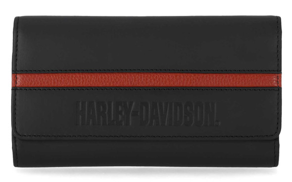 Harley-Davidson Men's H-D Center Block Genuine Leather Trucker Wallet, Black - Wisconsin Harley-Davidson