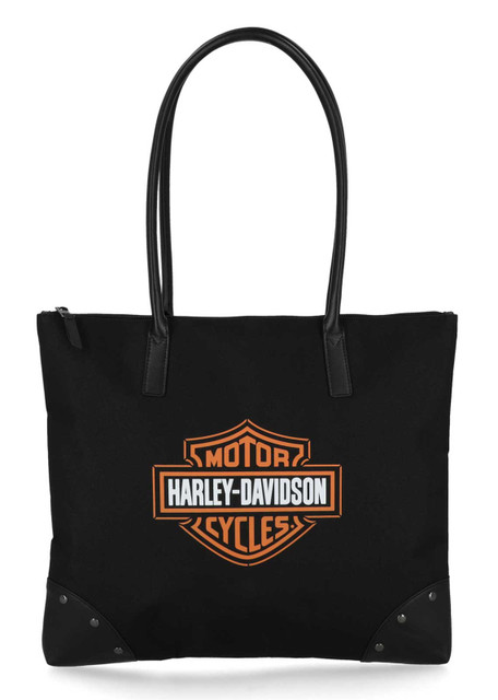 Harley-Davidson Women's Bar & Shield Logo Polyester Flat Tote Bag, Black - Wisconsin Harley-Davidson