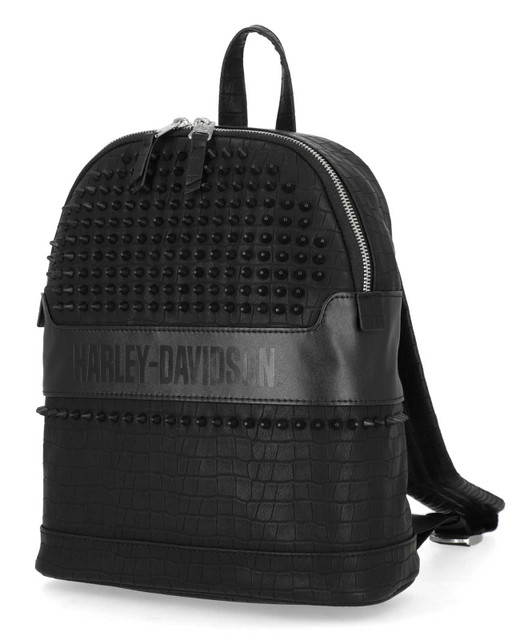 Harley-Davidson® Women's Cone Studded Croco Mini Backpack, Matte