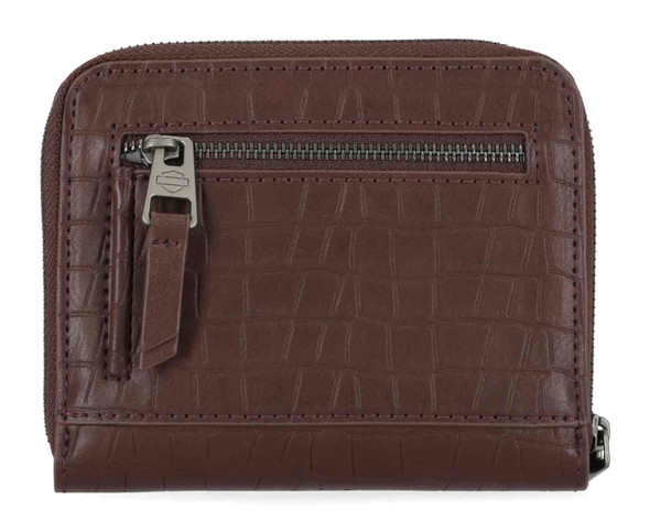 Harley-Davidson® Women's Metal Bar & Shield Croco Small Zip Around