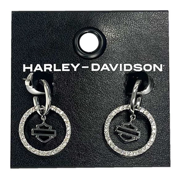 Harley-Davidson® Women's Bar & Shield Crystal Bling Orbital Dangle