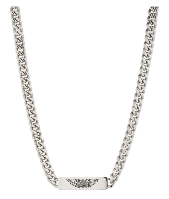 Harley-Davidson Men's 24 in. Bar & Shield Wing Pendant Necklace, Stainless Steel - Wisconsin Harley-Davidson