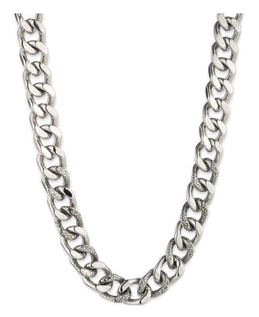 Harley-Davidson Men's 24 in. Textured Tire Curb Chain Necklace, Stainless Steel - Wisconsin Harley-Davidson
