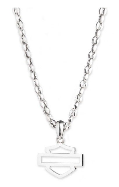 Harley-Davidson Men's 26 in. Open Bar & Shield Pendant Necklace, Stainless Steel - Wisconsin Harley-Davidson