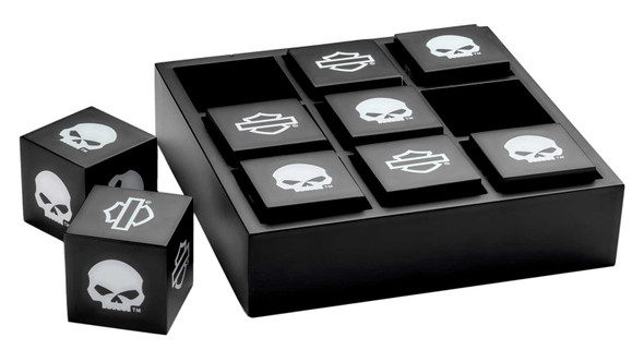 Harley-Davidson Willie G Skull Logos Tic-Tac-Toe Wooden Game, Black & White - Wisconsin Harley-Davidson