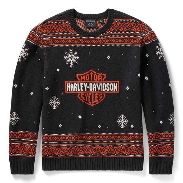 Harley-Davidson Men's Bar & Shield Holiday Christmas Sweater, Black 96794-25VM - Wisconsin Harley-Davidson