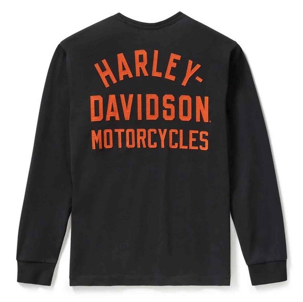Harley-Davidson® Men's Racer Font Long Sleeve Henley Shirt, Black