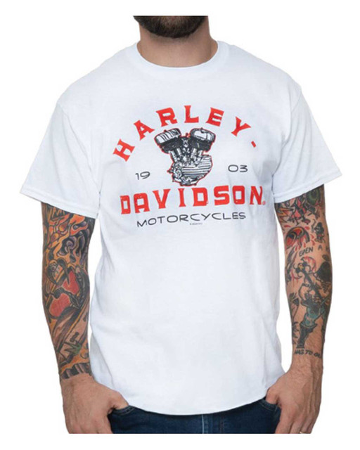 Harley-Davidson Men's Helium Short Sleeve Cotton Crew-Neck T-Shirt, White - Wisconsin Harley-Davidson
