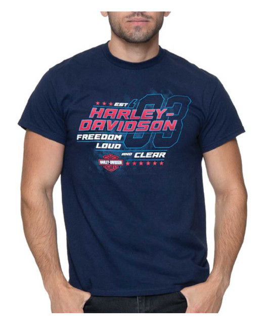 RED BLUE Harley-Davidson Tシャツ Harley-Davidson® Men's Bold Crew-Neck Cotton Short Sleeve T-Shirt