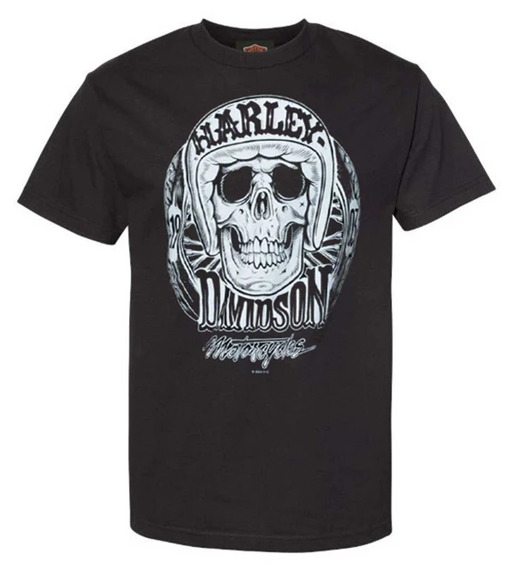Harley-Davidson Men's Pastiche Crew-Neck Cotton Short Sleeve T-Shirt, Black - Wisconsin Harley-Davidson