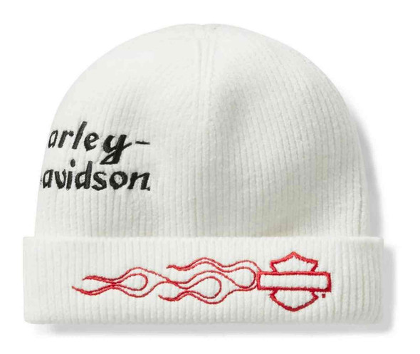 Harley-Davidson Women's Vintage Flame Cuffed Winter Knit Beanie 97766-25VW - Wisconsin Harley-Davidson