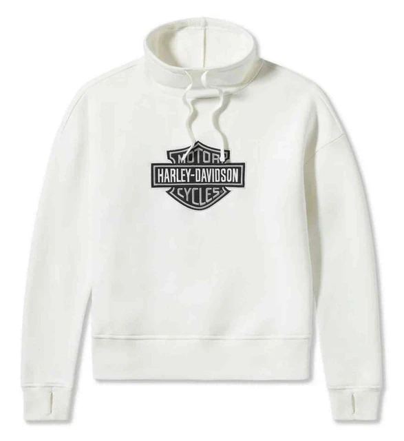 Harley-Davidson Women's Essential B&S Funnel Neck Pullover, White 96754-25VW - Wisconsin Harley-Davidson