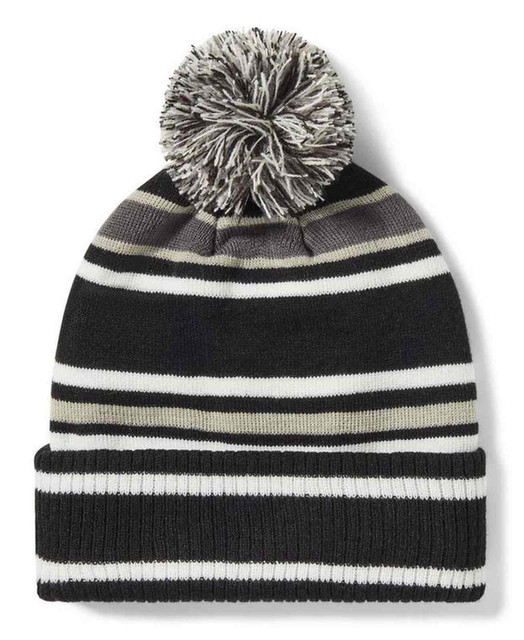 Harley-Davidson® Men's Striped Pom Knit Winter Beanie, Black 97772