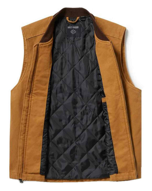 Harley-Davidson® Men's Heritage Mechanics Canvas Zip Vest, Brown