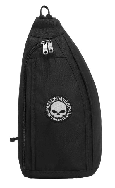 Harley-Davidson Men's Willie G Skull Logo Chest Rugged Sling Bag, Black - Wisconsin Harley-Davidson