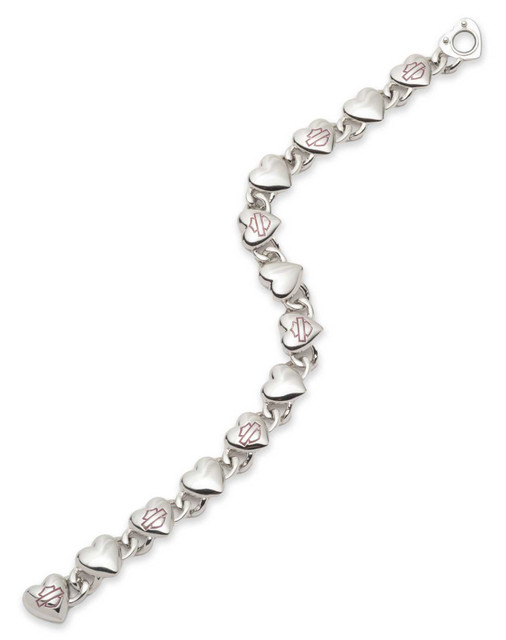 Harley-Davidson® Women's Pink Bar & Shield Heart Metal Bracelet