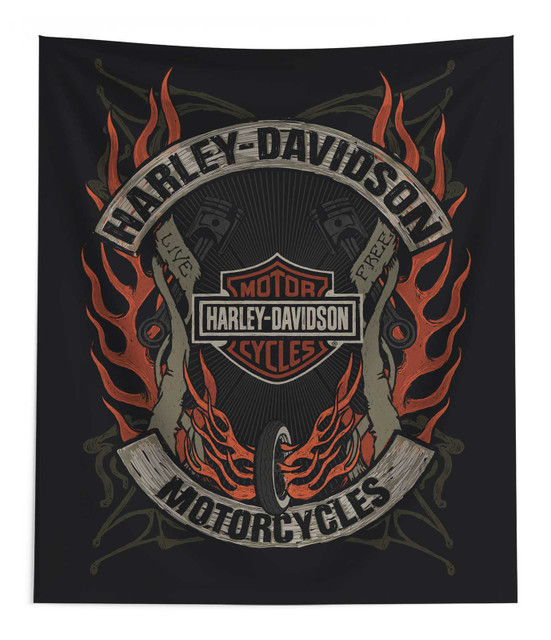 Harley-Davidson Outlaw Bar & Shield Printed Wall Hanging, 50 x 60 inch - Wisconsin Harley-Davidson