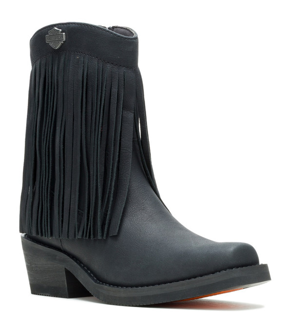 Harley-Davidson Women's Korsen Fringe 7.5" Black or Tan Motorcycle Boots D84852 - Wisconsin Harley-Davidson