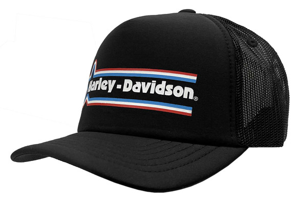 Harley-Davidson Men's Declaration Star Adjustable Snapback Trucker Hat, Black - Wisconsin Harley-Davidson