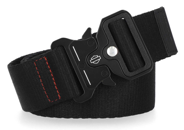 Harley-Davidson Men's Tactical Direct Injection Logo Rubber Patch Nylon Web Belt - Wisconsin Harley-Davidson