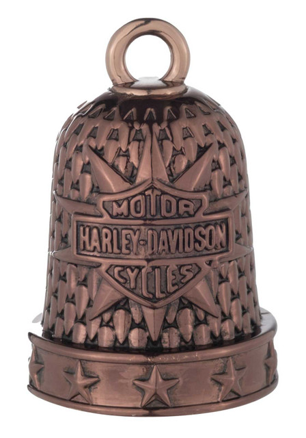 Harley-Davidson Star Bar & Shield Basket Texture Pattern Ride Bell, Bronze - Wisconsin Harley-Davidson