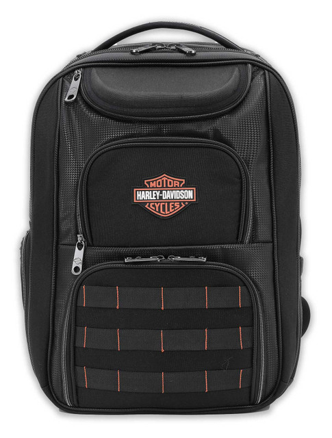 Harley-Davidson Storm 3D Rubber Bar & Shield Logo Rugged Backpack, Black - Wisconsin Harley-Davidson