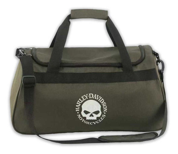 Harley-Davidson Willie G Skull Graphic Rugged Duffel Bag, Grape Leaf Green - Wisconsin Harley-Davidson