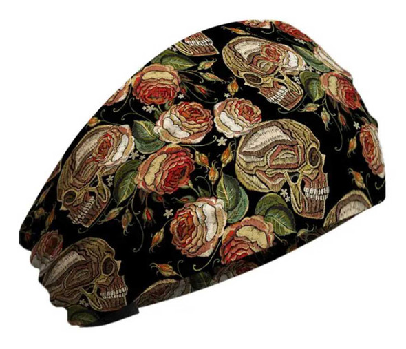 That's A Wrap Women's Skull Floral Garden Pattern Knotty Band Headwrap, Tan - Wisconsin Harley-Davidson