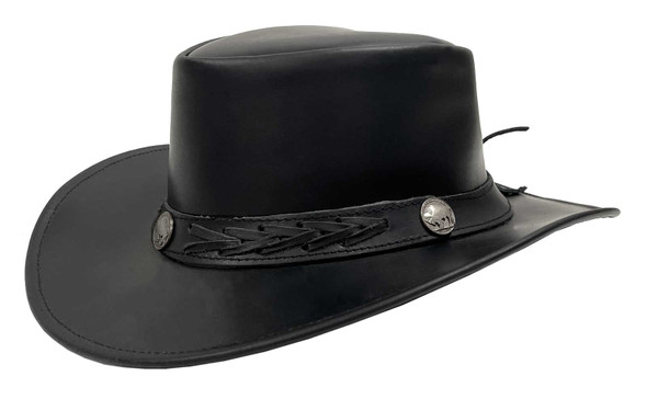 Derringer Men's Countryside Wide Brim Premium Leather Cowboy Hat, Black - Wisconsin Harley-Davidson