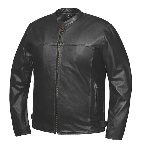Derringer Men's Cannonball Premium Goatskin Leather Motorcycle Jacket, Black - Wisconsin Harley-Davidson