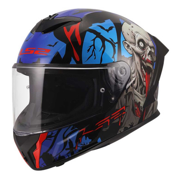 LS2 Helmets Rapid III Zombie Full Face Motorcycle Helmet, Gloss Black/Blue/Red - Wisconsin Harley-Davidson