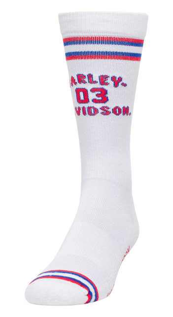 Harley-Davidson Men's H-D '03 Logo Moisture Wicking Riding Socks, White - Wisconsin Harley-Davidson