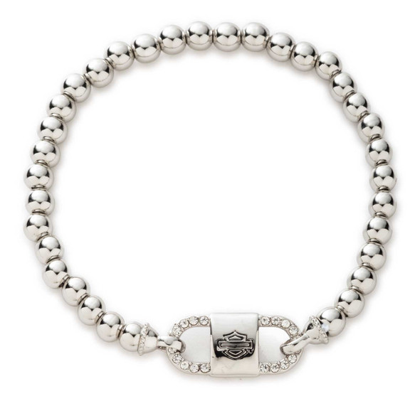 Harley-Davidson Women's Embellished Bar & Shield Link Stretch Bracelet, Silver - Wisconsin Harley-Davidson