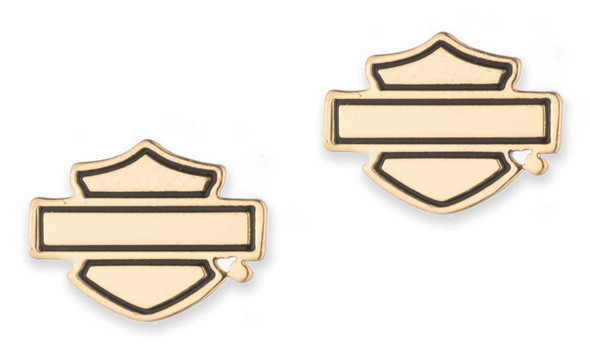 Harley-Davidson Women's Large Bar & Shield Stainless Steel Stud Earrings, Gold - Wisconsin Harley-Davidson