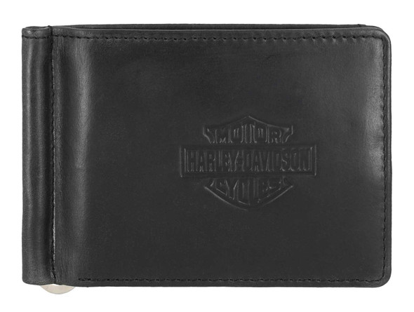 Harley-Davidson Men's B&S Card Release Leather RFID Billfold Wallet, Black - Wisconsin Harley-Davidson