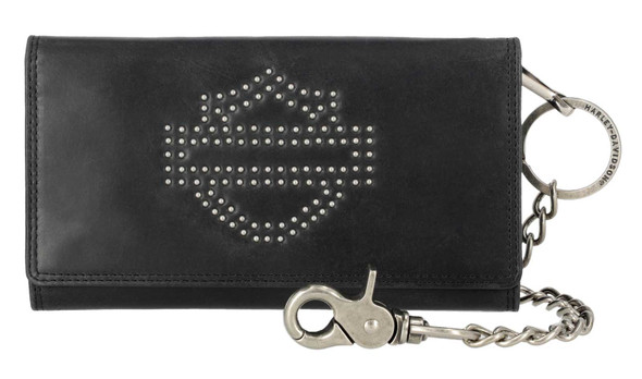 Harley-Davidson Men's Nail Head Open Bar & Shield Logo Trucker Wallet w/ Chain - Wisconsin Harley-Davidson