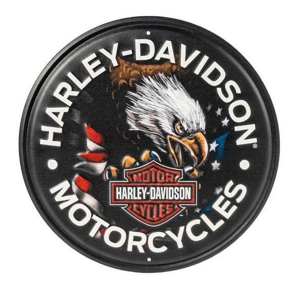 Harley-Davidson Embossed Patriotic Eagle Bar & Shield Logo Metal Sign, Black - Wisconsin Harley-Davidson