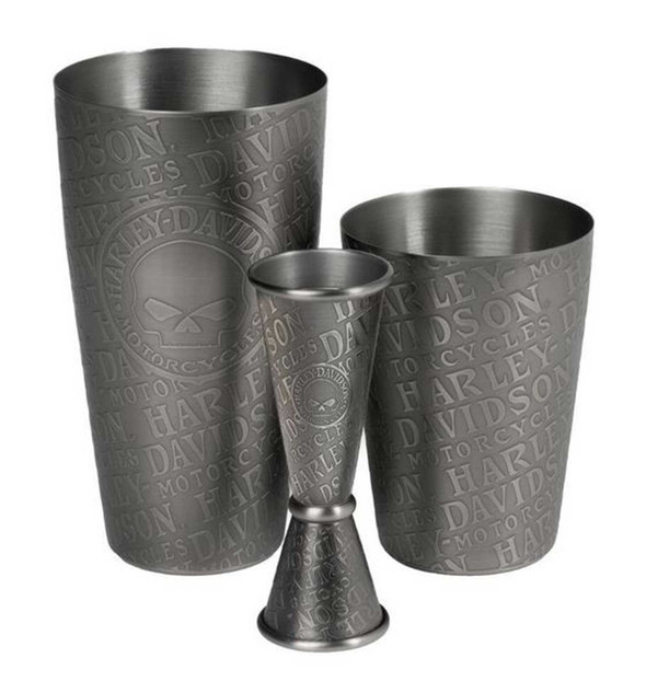 Harley-Davidson Willie G Skull Boston Shaker Set, Stainless Steel 3-Piece Set - Wisconsin Harley-Davidson