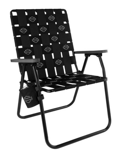 Harley-Davidson Retro Open Bar & Shield Outdoor Folding Lawn Chair, Black - Wisconsin Harley-Davidson