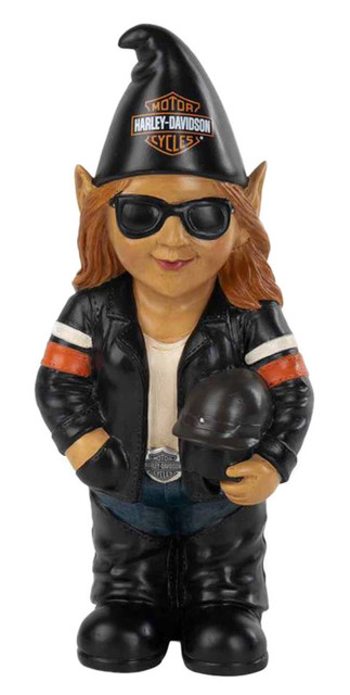Harley-Davidson Sculpted Lady Biker Garden Gnome Sunny, Indoor/Outdoor Use - Wisconsin Harley-Davidson