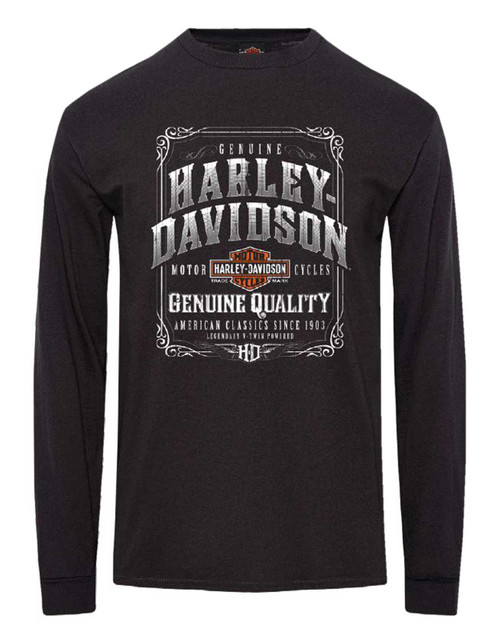 Harley-Davidson Men's Western Wanted Long Sleeve Cotton Shirt, Solid Black - Wisconsin Harley-Davidson