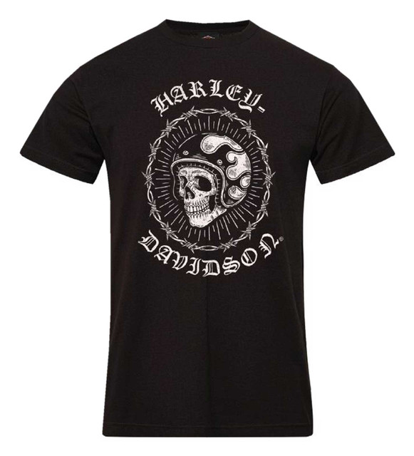 Harley-Davidson Men's Grit Biker Skull Crew-Neck Short Sleeve T-Shirt, Black - Wisconsin Harley-Davidson