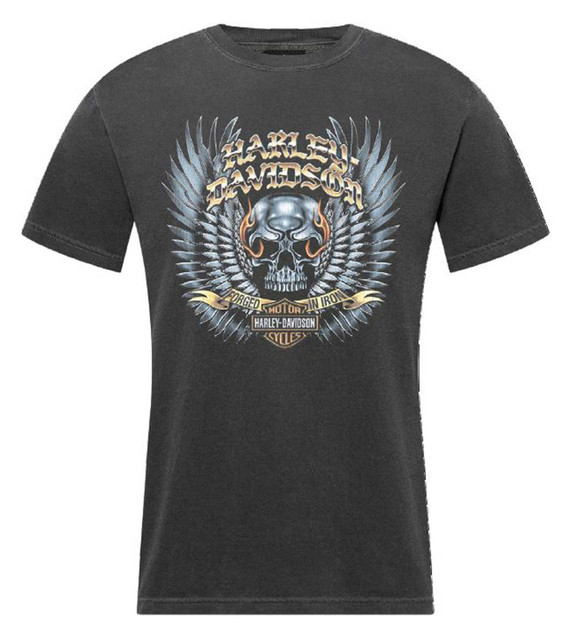 Harley-Davidson Men's Alloy Winged Short Sleeve Crew-Neck T-Shirt, Pepper Gray - Wisconsin Harley-Davidson