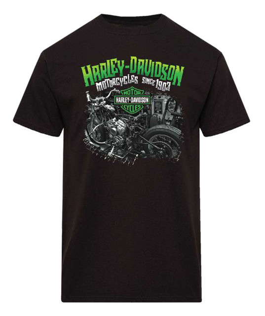 Harley-Davidson Men's Workshop Cotton Crew-Neck Short Sleeve T-Shirt, Black - Wisconsin Harley-Davidson